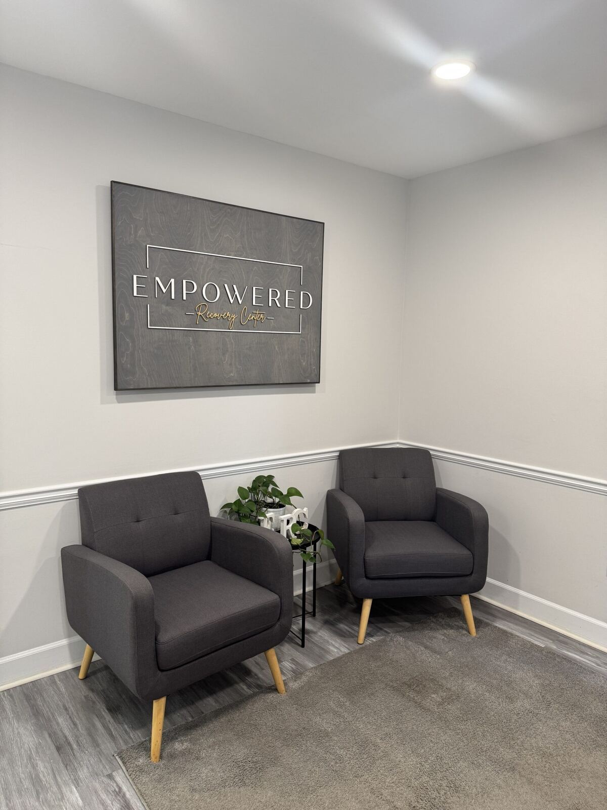 Lounge seating inside Empowered Recovery Center